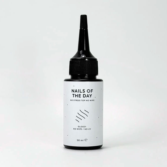 NAILSOFTHEDAY No stress top no wipe  — глянцевий топ без липкого шару і без уф-фільтрів, топ АНТИЦАРАПКА, 50 мл (refill)