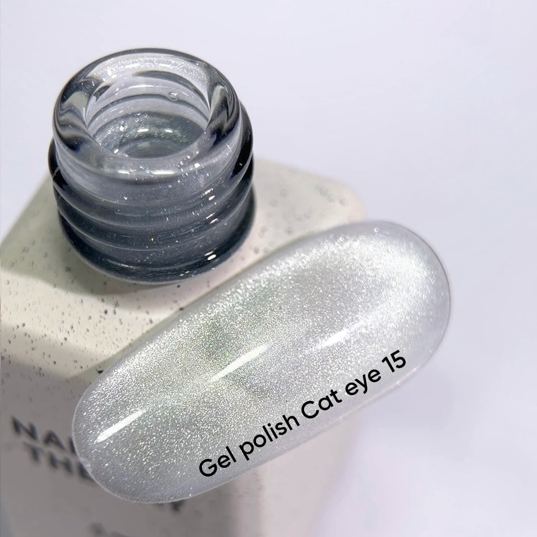 NAILSOFTHEDAY Gel Polish Cat Eye 15 — vernis semi-permanent effet œil-de-chat argenté sur base transparente, 6 ml №2
