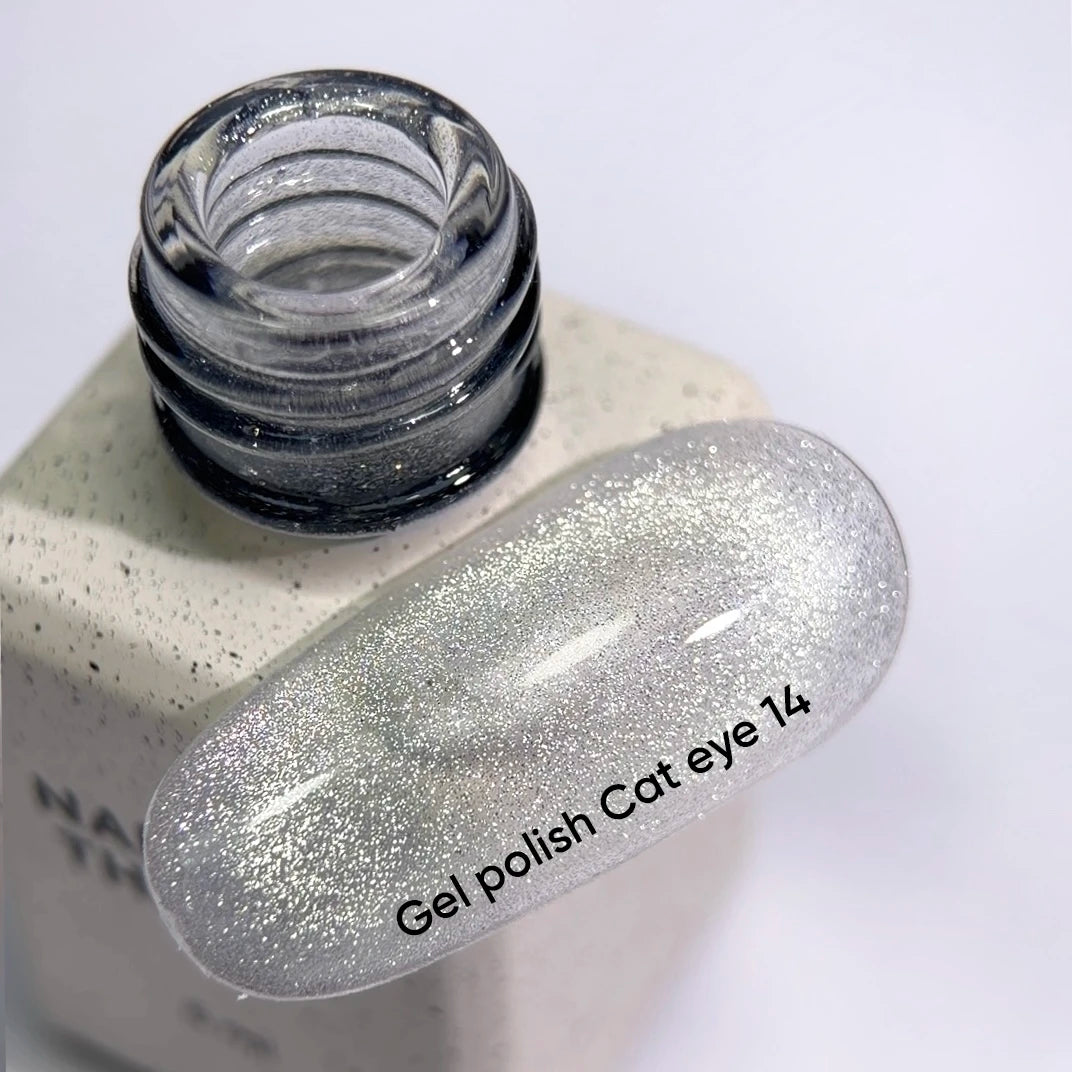 NAILSOFTHEDAY Gel Polish Cat Eye 14 — vernis semi-permanent effet œil-de-chat argenté sur base transparente, 6 ml №2
