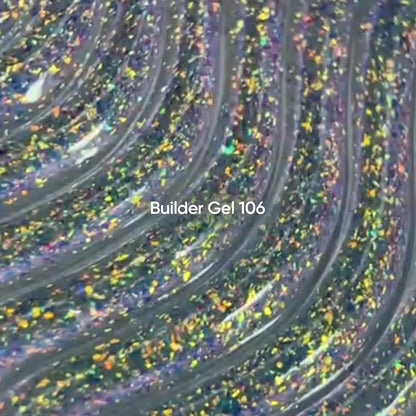 NAILSOFTHEDAY Builder Gel 106 — transparent builder gel with Yuki flakes, 15 ml