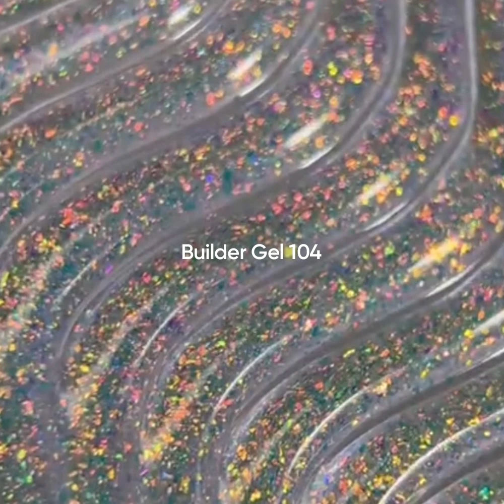 NAILSOFTHEDAY Builder Gel 104 — transparent builder gel with Yuki flakes, 15 ml