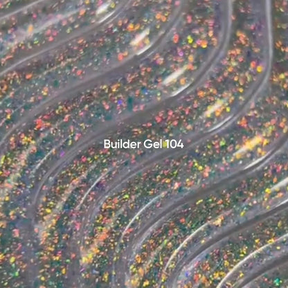 NAILSOFTHEDAY Builder Gel 104 — transparent builder gel with Yuki flakes, 15 ml