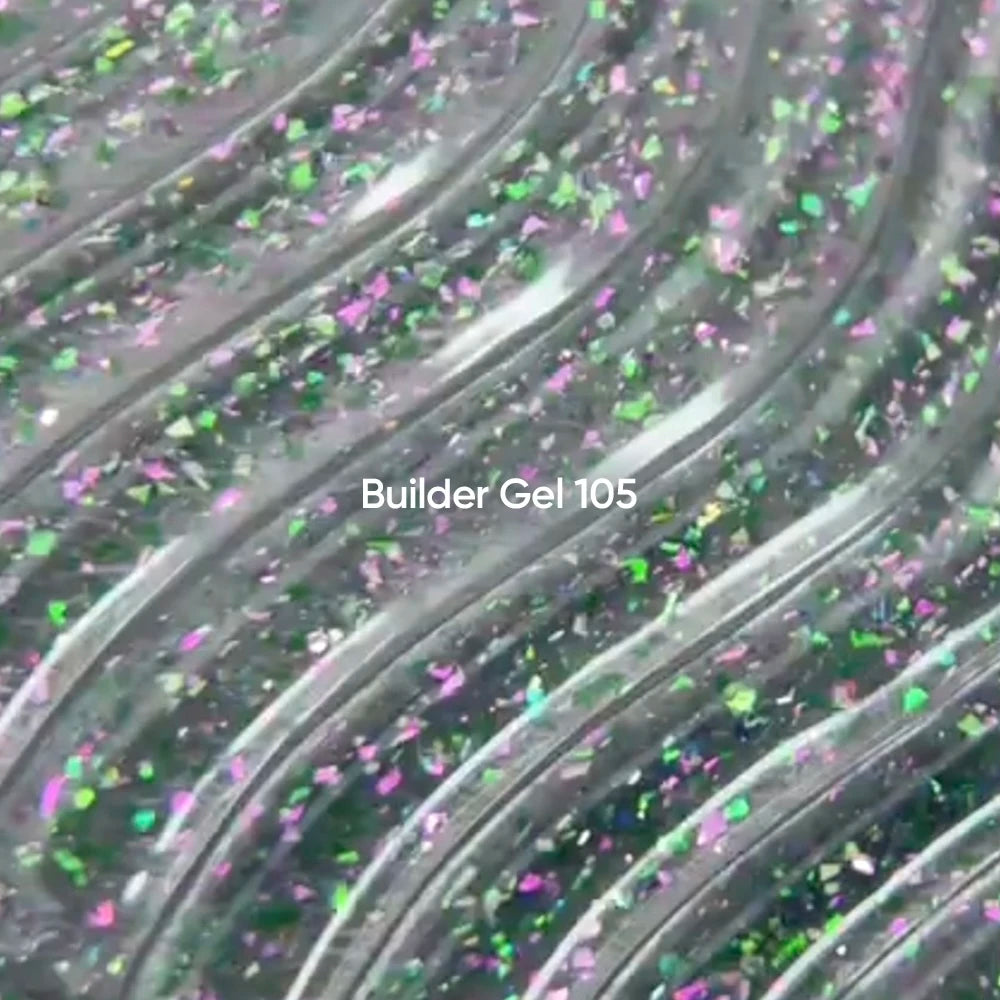 NAILSOFTHEDAY Builder Gel 105 — transparent builder gel with Yuki flakes, 15 ml