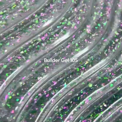 NAILSOFTHEDAY Builder Gel 105 — transparent builder gel with Yuki flakes, 15 ml