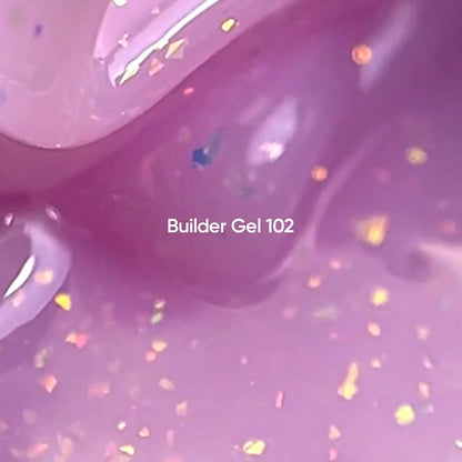 NAILSOFTHEDAY Builder Gel 102 — milky-pink builder gel with gold foil, 15 ml