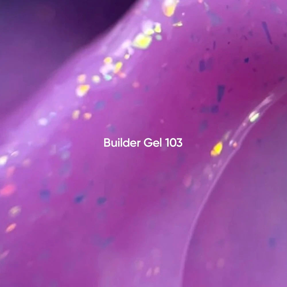 NAILSOFTHEDAY Builder Gel 103 — pink builder gel with gold foil, 15 ml