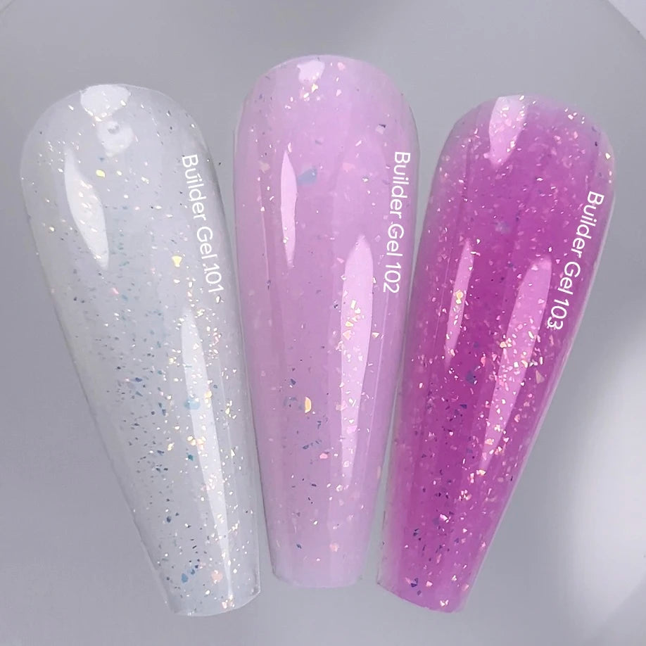 NAILSOFTHEDAY Builder Gel 101 — milky builder gel with gold foil, 15 ml