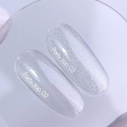 NAILSOFTHEDAY Party top 03 — transparente con purpurina holográfica sin capa pegajosa para uñas, 10 ml