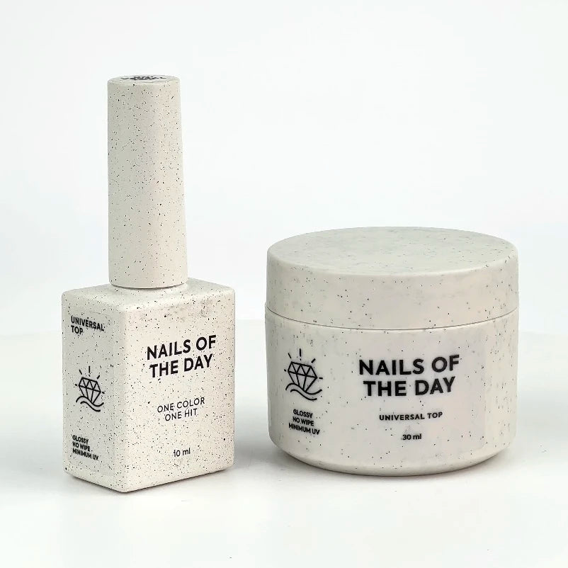 NAILSOFTHEDAY Universal Top — glossy no-wipe top coat with minimal UV filters, 30 ml