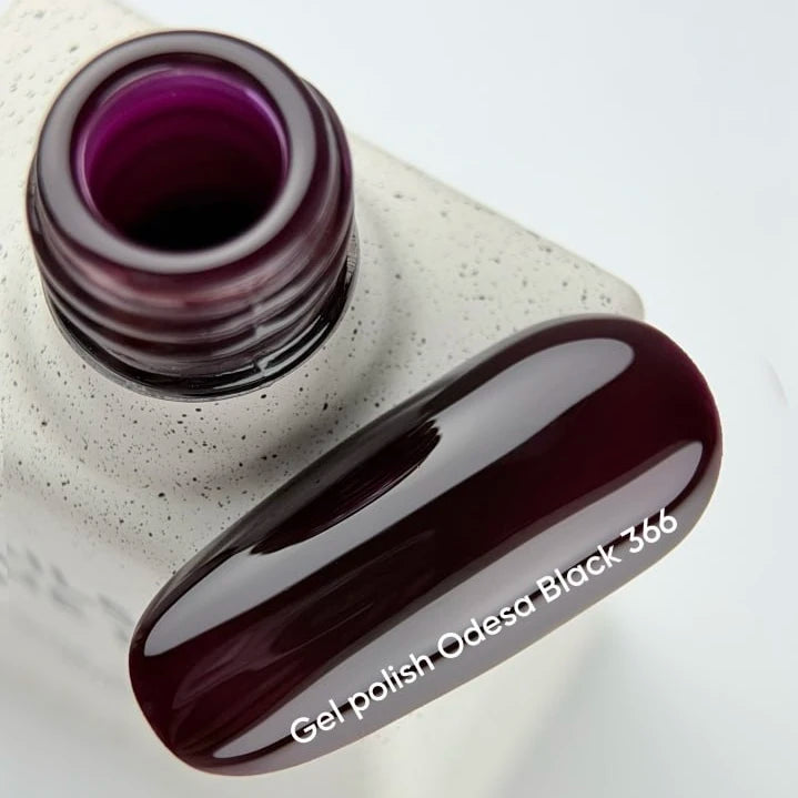 NAILSOFTHEDAY Gel Polish Odesa Black 366 – esmalte semipermanente tono vino muy oscuro, casi negro, con cobertura en una sola capa, 10 ml №2
