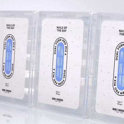 NAILSOFTHEDAY Dual Form Pro Mix 6 (Type 11) — kit de formes supérieures avec 6 types différents, 12 tailles par type, 144 pièces au total.