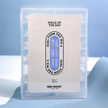 NAILSOFTHEDAY Dual Form Pro Mix 6 (Type 11) — kit de formes supérieures avec 6 types différents, 12 tailles par type, 144 pièces au total.