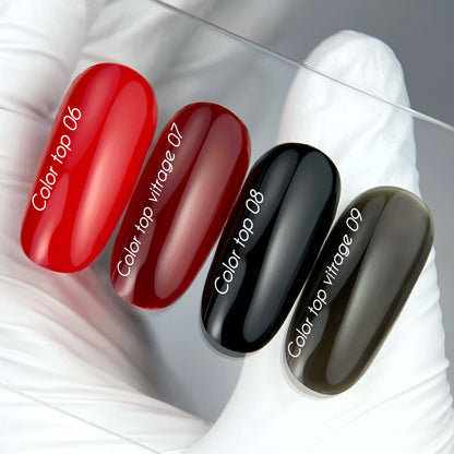 NAILSOFTHEDAY Color Top 08 — top coat negro intenso sin capa pegajosa para uñas, 10 ml.