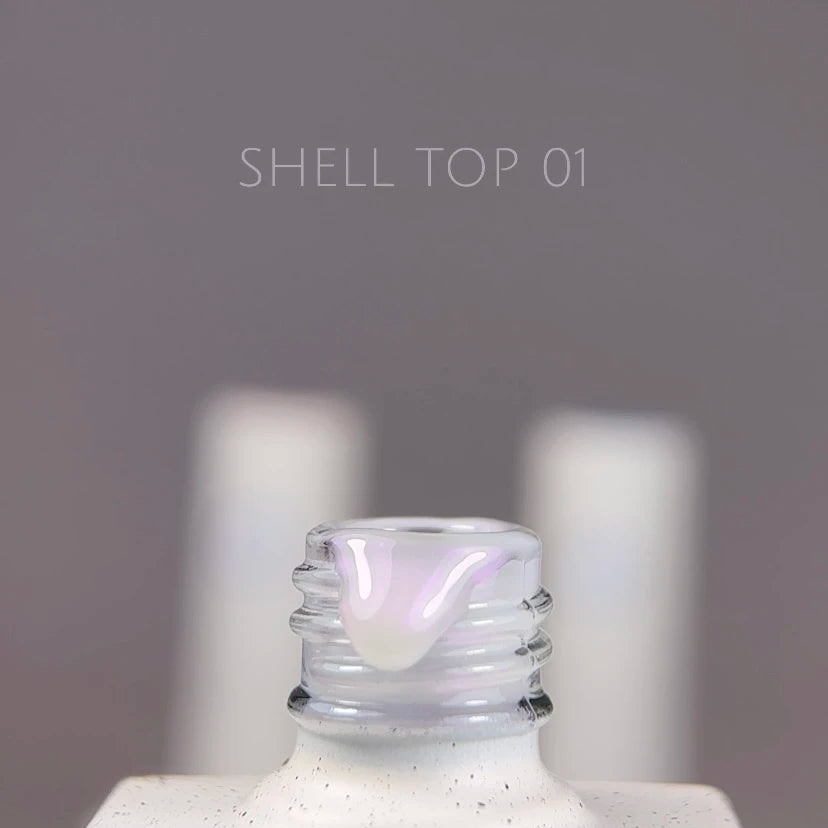 NAILSOFTHEDAY Shell Top 01 Nuova Formula — top perlato con effetto polvere viola, senza strato di dispersione, 10 ml