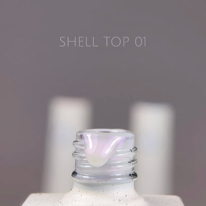 NAILSOFTHEDAY Shell Top 01 Nuova Formula — top perlato con effetto polvere viola, senza strato di dispersione, 10 ml