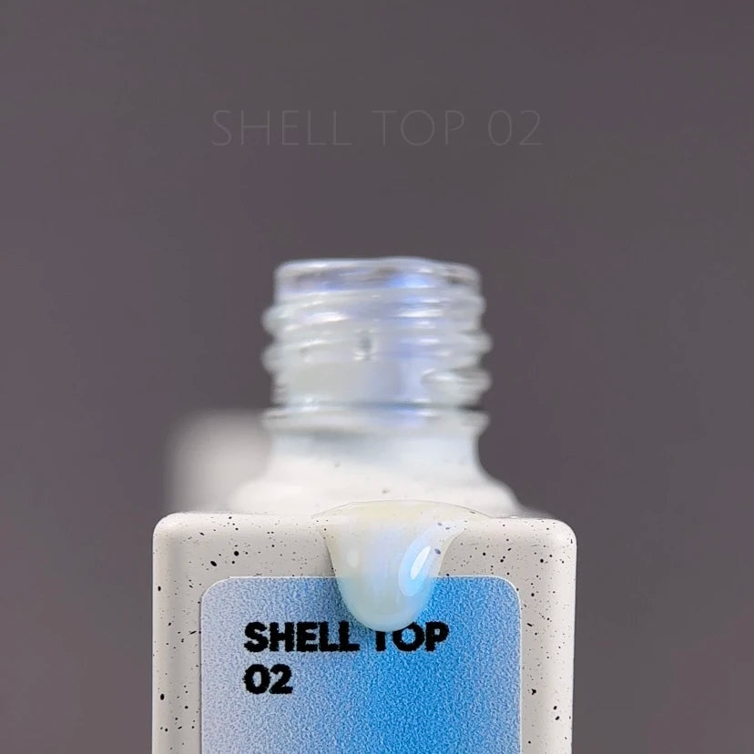 NAILSOFTHEDAY Shell Top 02 Nuova Formula — top perlato con effetto polvere blu, senza strato di dispersione, 10 ml
