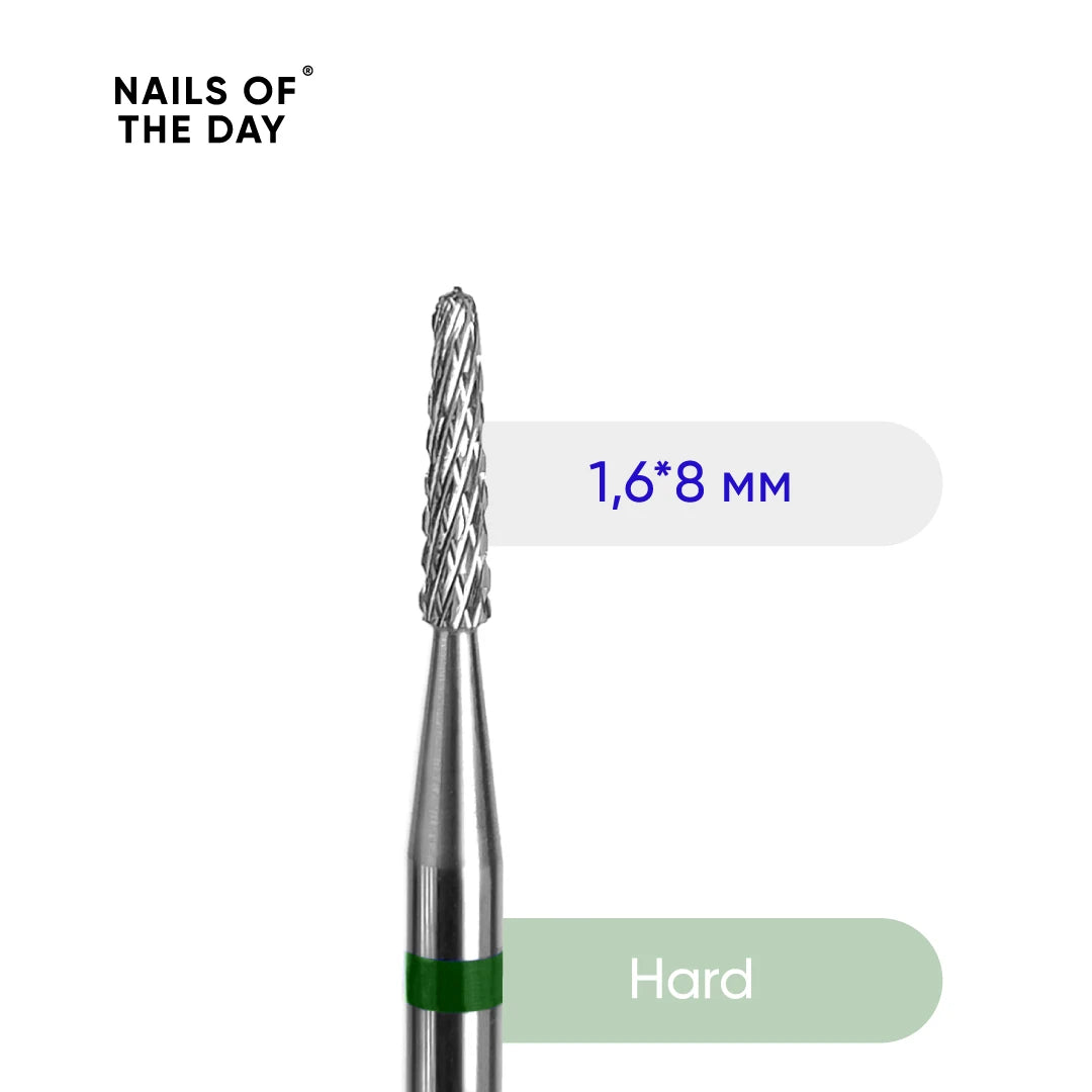 Nailsoftheday Needle Bit – Branded Carbide Needle Bit, Green, 1.6*8 mm.