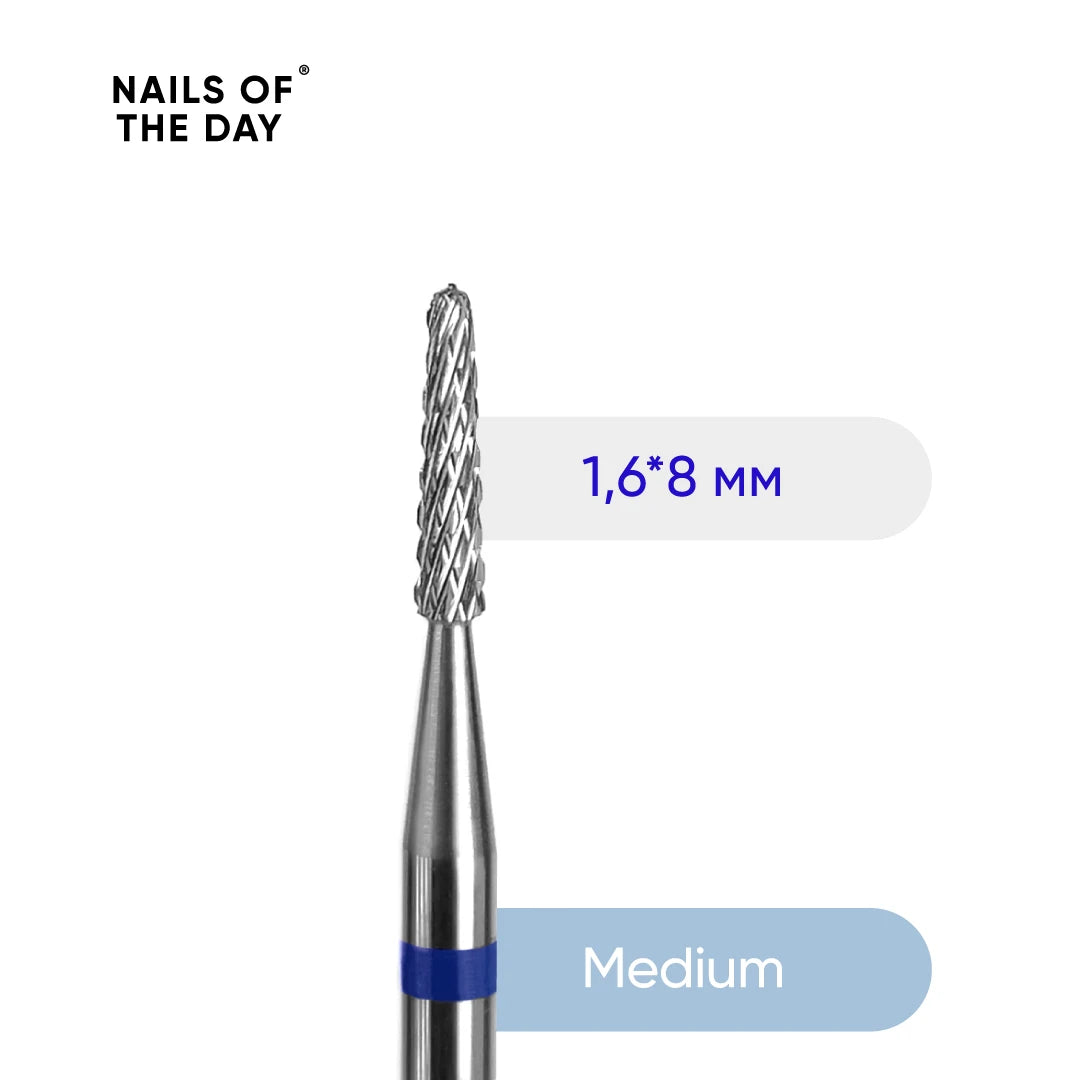 Fresa Nailsoftheday Ago – Fresa in Carburo di Marca, Blu, 1,6*8 mm.