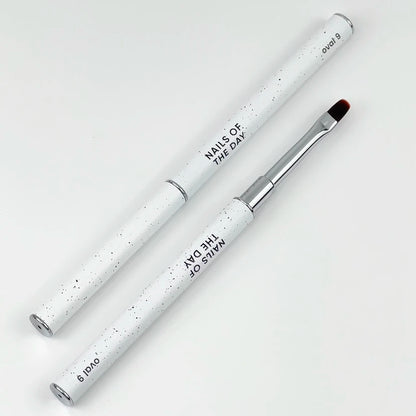 NAILSOFTHEDAY Professional Brush Oval — a professional metal nail brush with cap, designed for gel application, flat oval shape, 9 mm.
