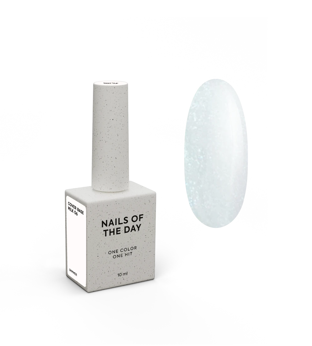 Nailsoftheday Cover Base NEW Formula Milk 06 – milchig, durchscheinend mit blauem Schimmer, der den Effekt eines kühleren Farbtons erzeugt, Camouflage-Basislack für Nägel, 10 ml