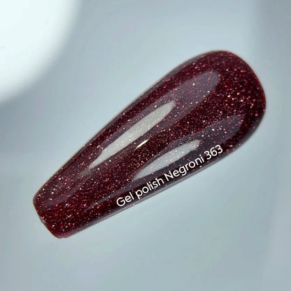 Vernis gel NAILSOFTHENIGHT Negroni — vernis gel réfléchissant bordeaux foncé, 10 ml
