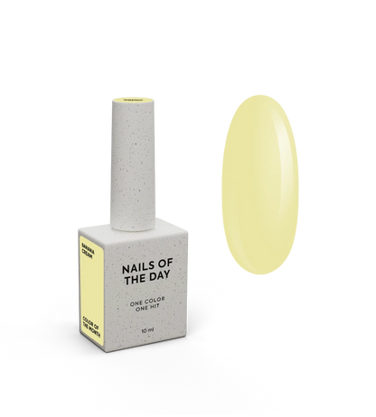 NAILSOFTHEDAY Cor do mês julho de 2025: Banana Cream — um tom amarelo banana cremoso e suave, cobre com apenas uma camada, 10 ml.