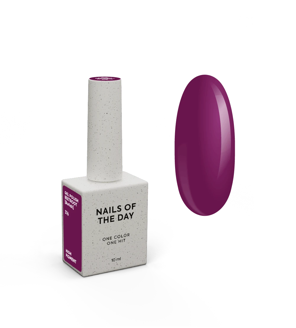 NAILSOFTHEDAY Gel Polish Beetroot [Buriak] 376 – Rote-Bete-Violetter Gel-Nagellack mit Deckkraft in nur einer Schicht, 10 ml