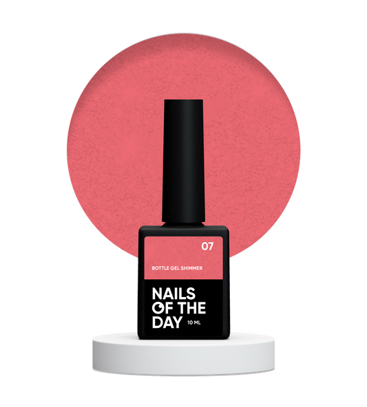 NAILSOFTHEDAY Bottle gel shimmer 07 - gel coral ultra fuerte con brillo plateado, 10 ml