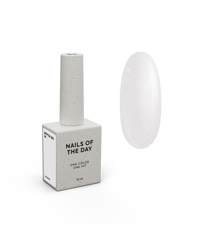 NAILSOFTHEDAY Bottle Gel 44 Shimmer — gel ultra-résistant blanc avec shimmer argenté pour le renforcement des ongles, 10 ml