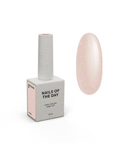 NAILSOFTHEDAY Bottle Gel 45 Shimmer — gel ultra-résistant beige laiteux avec shimmer argenté pour le renforcement des ongles, 10 ml