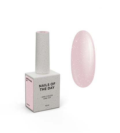 NAILSOFTHEDAY Bottle Gel 46 Shimmer — gel ultra-résistant rose laiteux avec shimmer argenté pour le renforcement des ongles, 10 ml