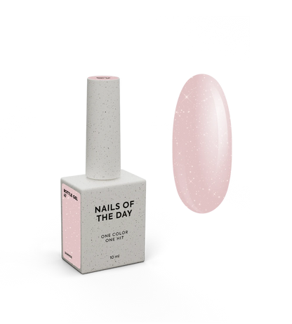 NAILSOFTHEDAY Bottle Gel 47 Shimmer — gel ultra-résistant rose laiteux avec shimmer rose pour le renforcement des ongles, 10 ml