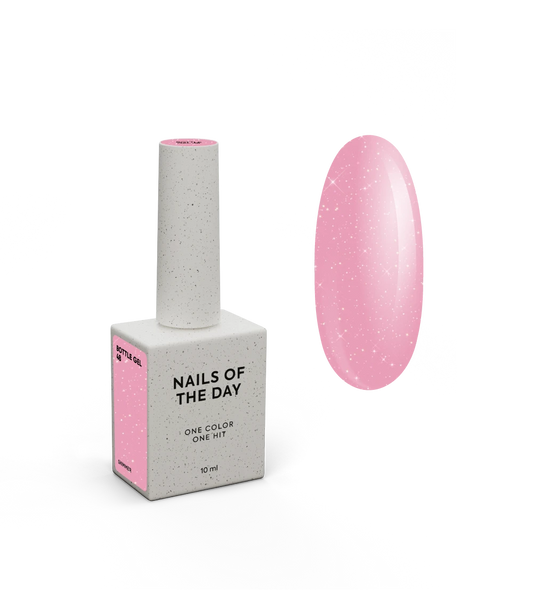 NAILSOFTHEDAY Bottle Gel 48 Shimmer — pink super-strong nail strengthening gel with silver shimmer, 10 ml