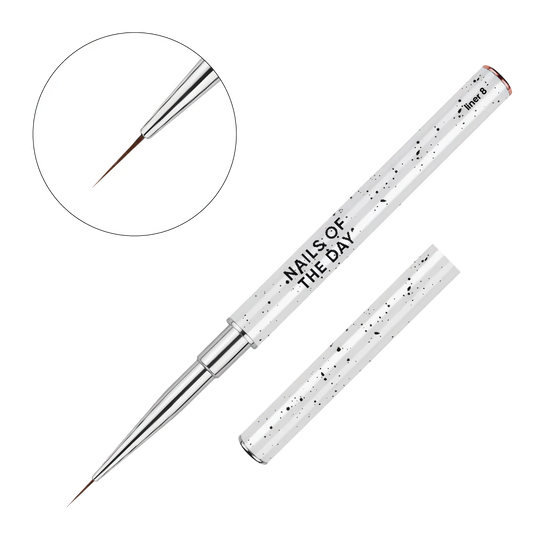 NAILSOFTHEDAY Professional Brush Liner — a professional metal nail brush with cap, designed for fine detailing and line work, liner 8 mm.