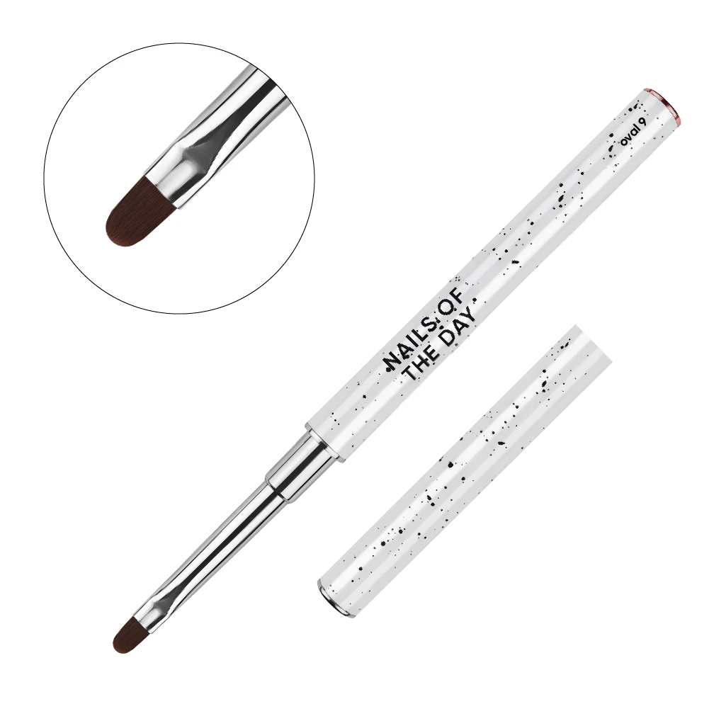 NAILSOFTHEDAY Professional Brush Oval — a professional metal nail brush with cap, designed for gel application, flat oval shape, 9 mm.