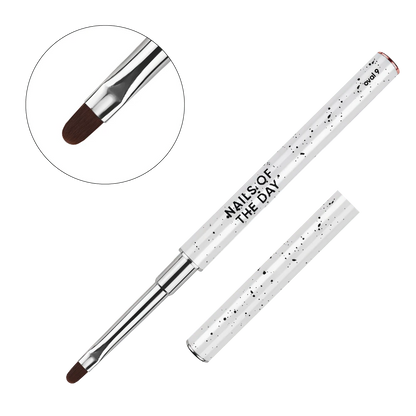 NAILSOFTHEDAY Professional Brush Oval — a professional metal nail brush with cap, designed for gel application, flat oval shape, 9 mm.