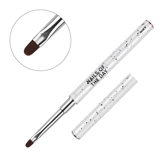 NAILSOFTHEDAY Professional Brush Oval — a professional metal nail brush with cap, designed for gel application, flat oval shape, 9 mm.