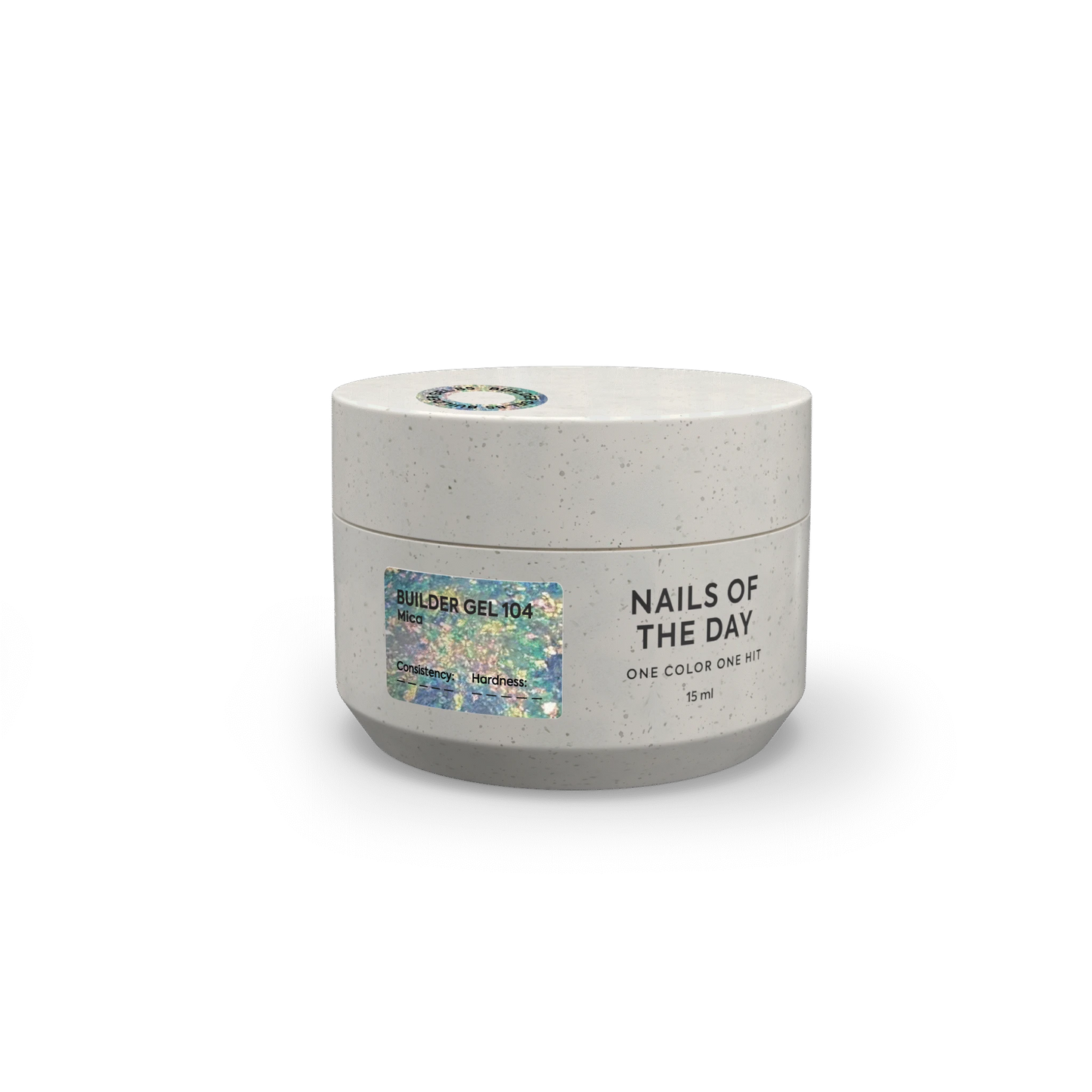 NAILSOFTHEDAY Builder Gel 104 — transparent builder gel with Yuki flakes, 15 ml