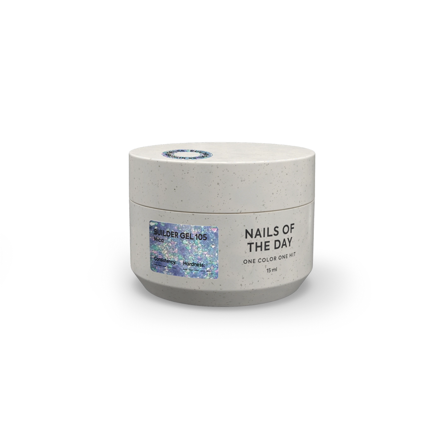 NAILSOFTHEDAY Builder Gel 105 — transparent builder gel with Yuki flakes, 15 ml