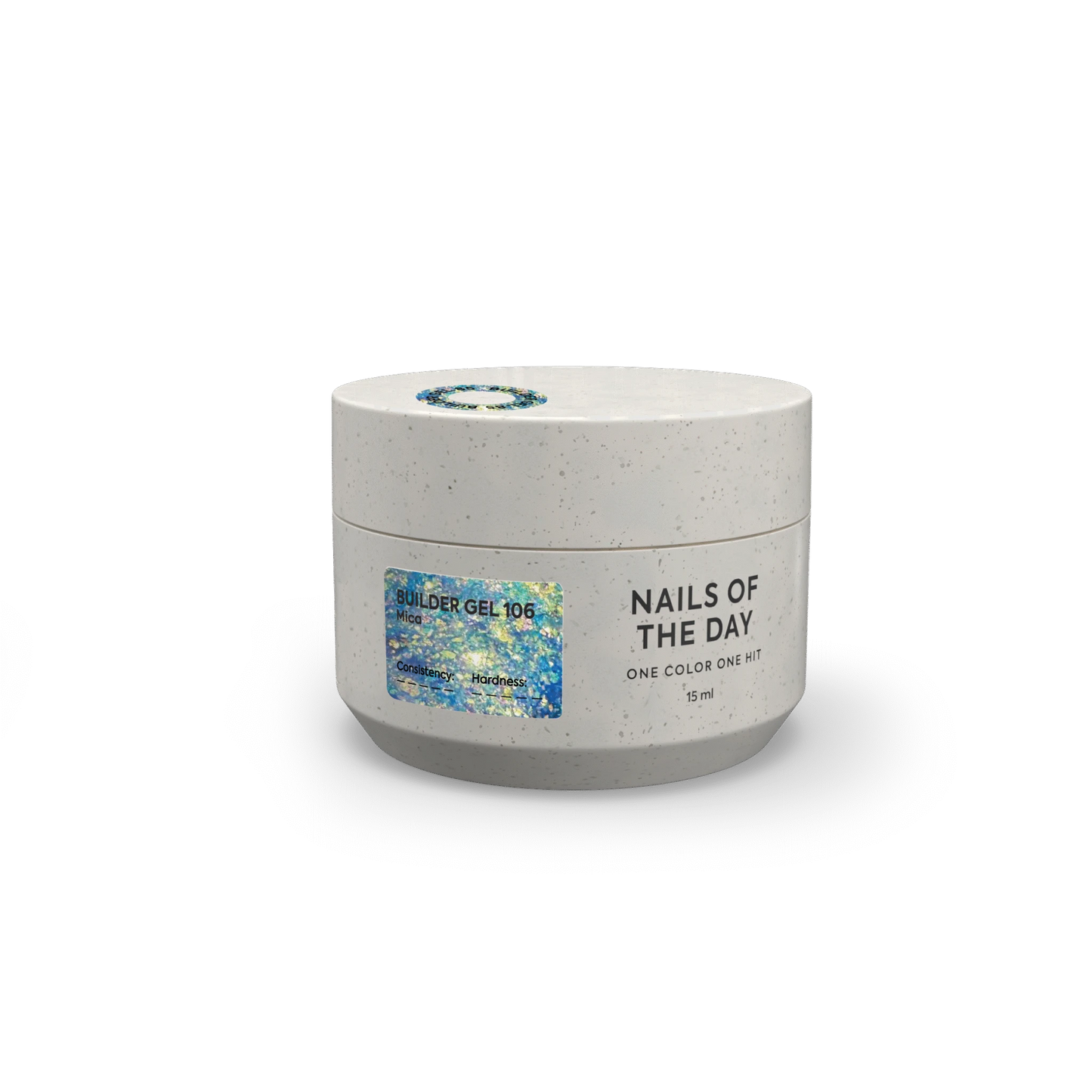 NAILSOFTHEDAY Builder Gel 106 — transparent builder gel with Yuki flakes, 15 ml