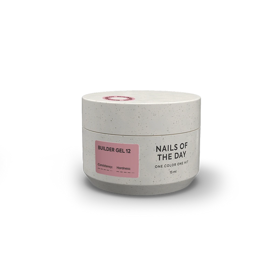 NAILSOFTHEDAY Builder Gel 12 — nude-rosafarbener Gel für Nagelverlängerungen, 15 ml