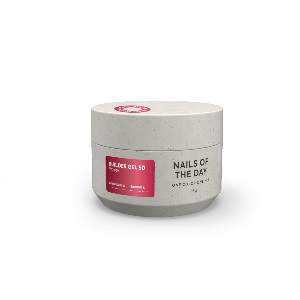 NAILSOFTHEDAY Builder gel 50 Vitrage — red stained-glass builder gel for nail extensions, 15 ml