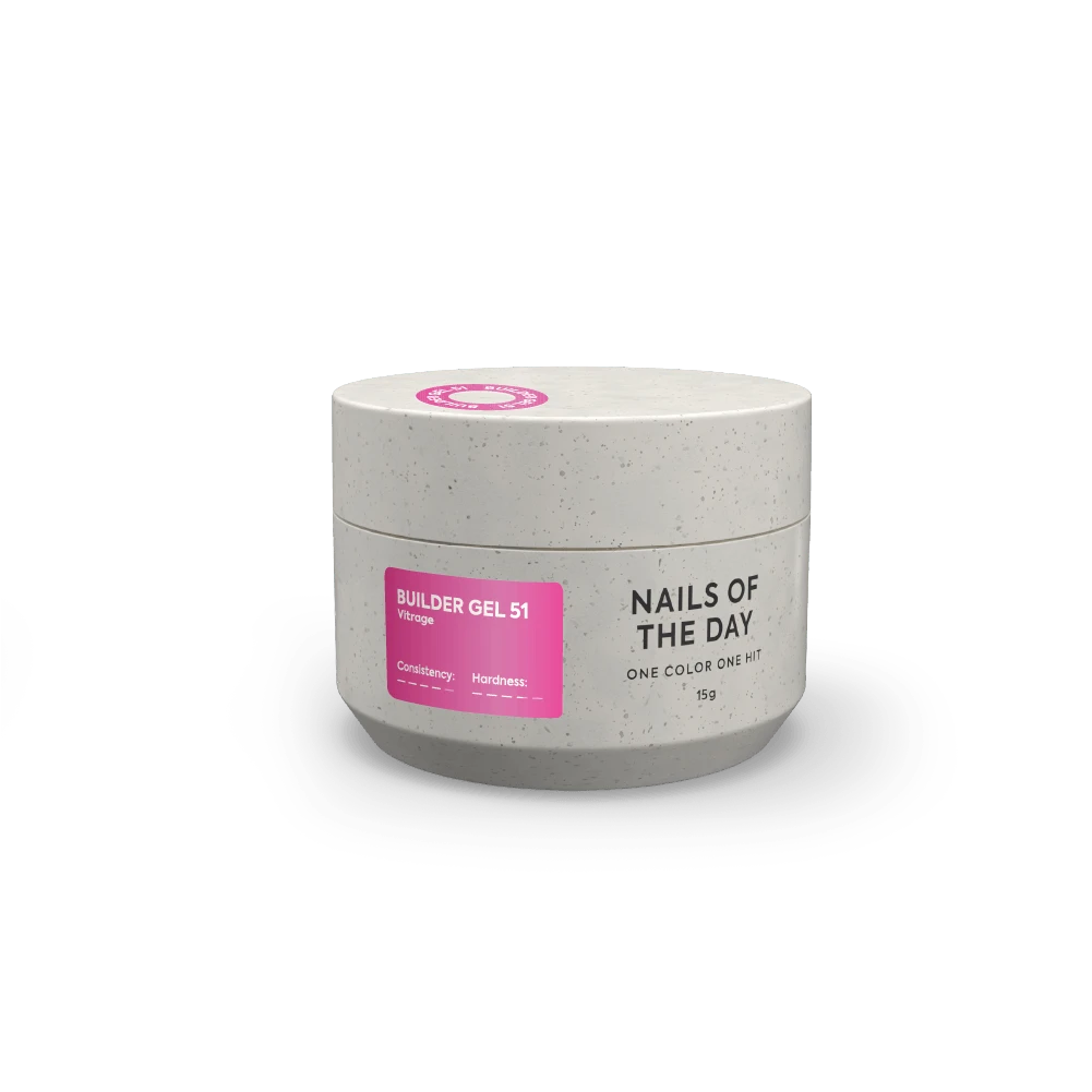 NAILSOFTHEDAY Builder gel 51 Vitrage — pink stained-glass builder gel for nail extensions, 15 ml