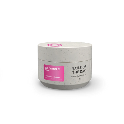 NAILSOFTHEDAY Builder gel 51 Vitrage — pink stained-glass builder gel for nail extensions, 15 ml
