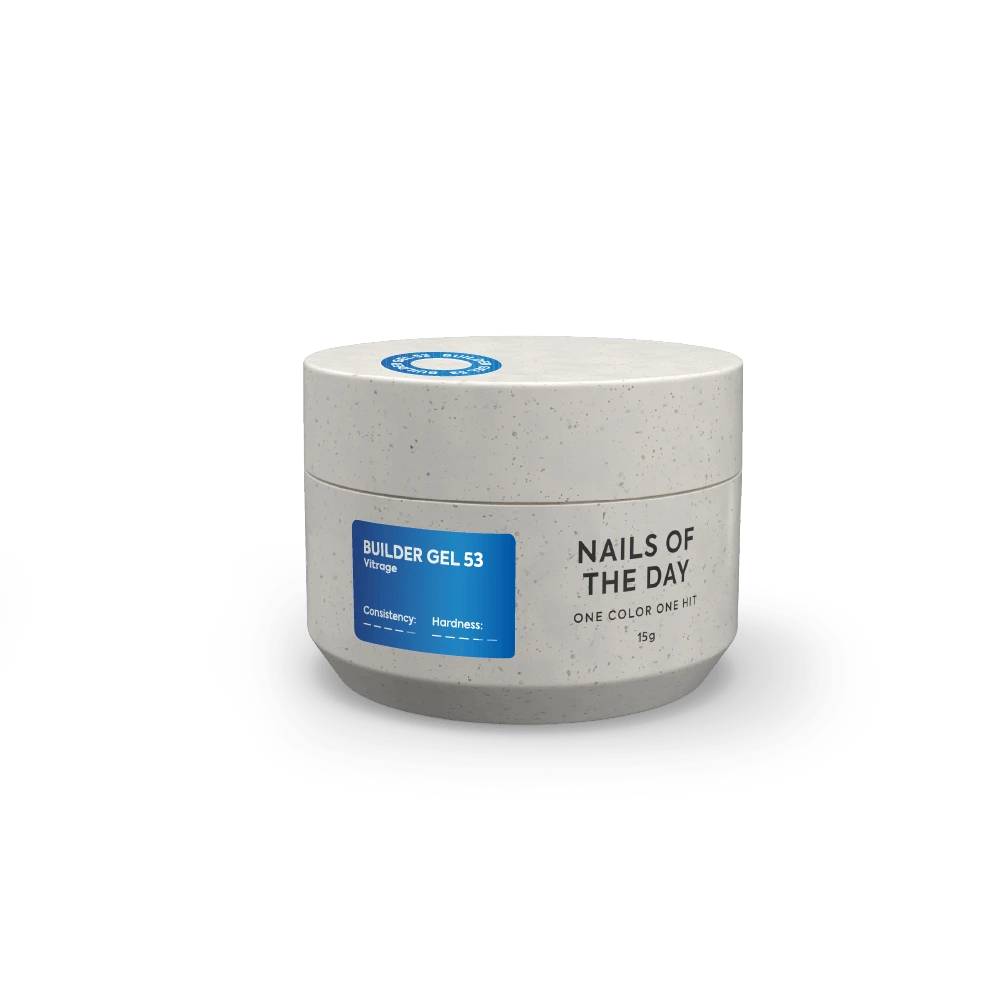 NAILSOFTHEDAY Builder gel 53 Vitrage — blue stained-glass builder gel for nail extensions, 15 ml