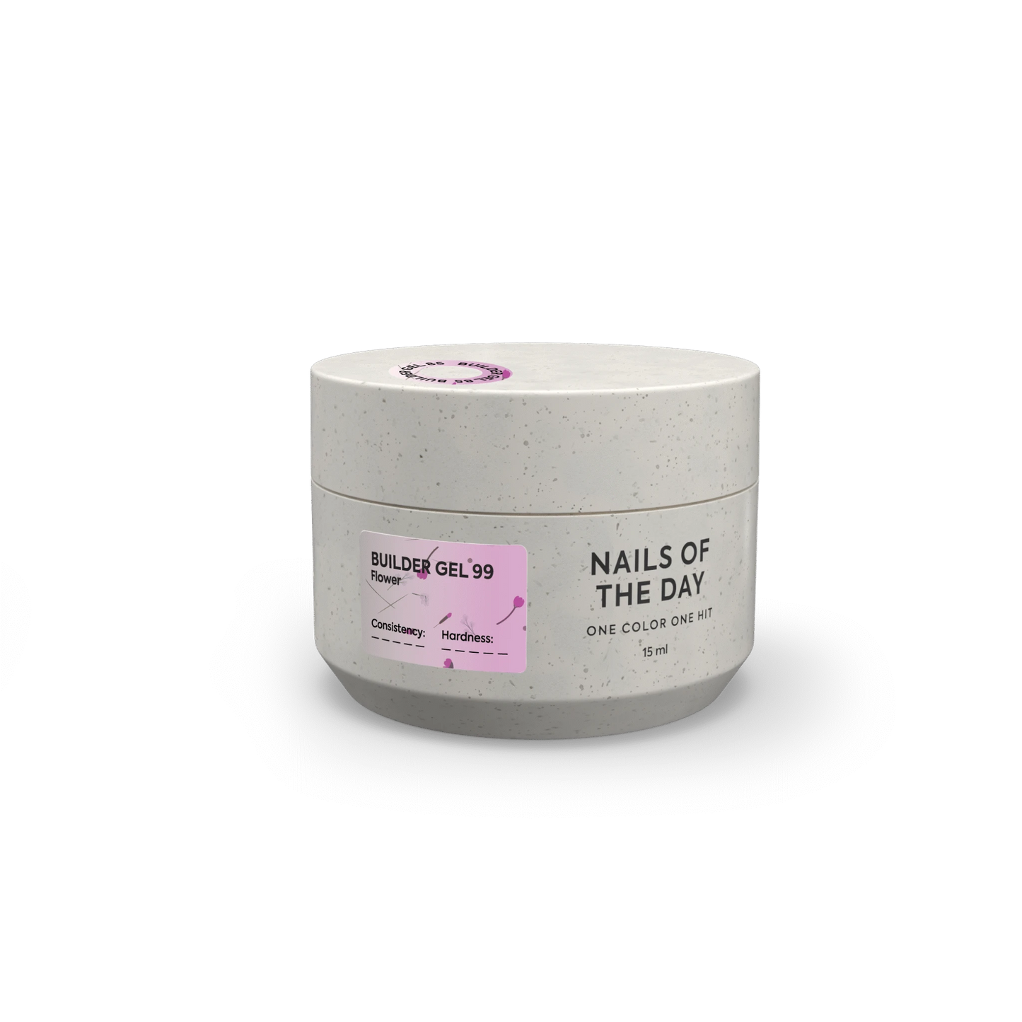 NAILSOFTHEDAY Builder Gel 99 — pink builder gel with dried flowers, 15 ml