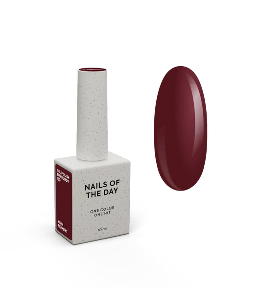 NAILSOFTHEDAY Gel Polish Burgundy — verniz gel borgonha profundo com cobertura total em apenas uma camada. 10 ml.