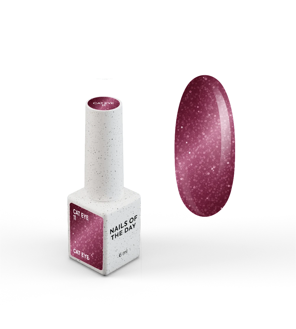 NAILSOFTHEDAY Gel Polish Cat Eye 11 — a deep raspberry cat eye gel polish with full coverage in one layer. 6 ml.
