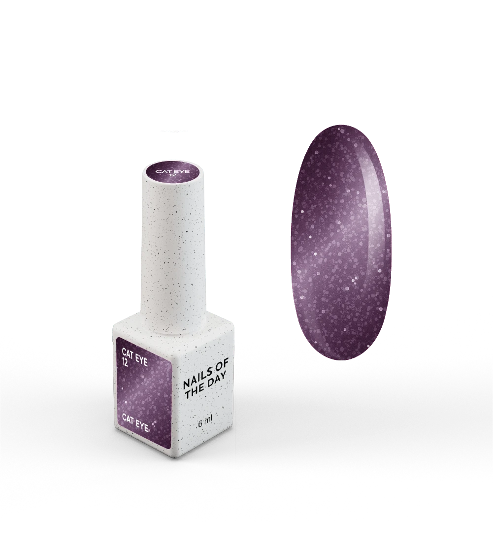 NAILSOFTHEDAY Gel Polish Cat Eye 12 — a purple cat eye gel polish with full coverage in one layer. 6 ml.