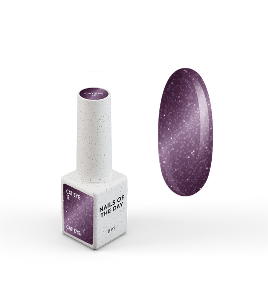 NAILSOFTHEDAY Gel Polish Cat Eye 12 — verniz gel efeito cat eye roxo, cobertura total em uma única camada. 6 ml.